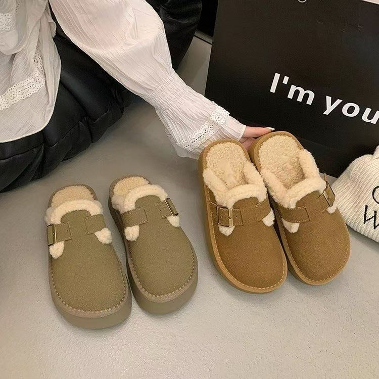 Veloura's Retro Thick-soled Furry Flat Slippers For Women