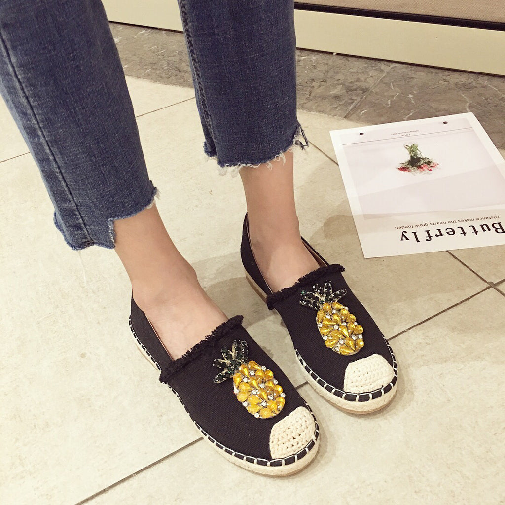 Veloura's Pineapple Rhinestone Flats