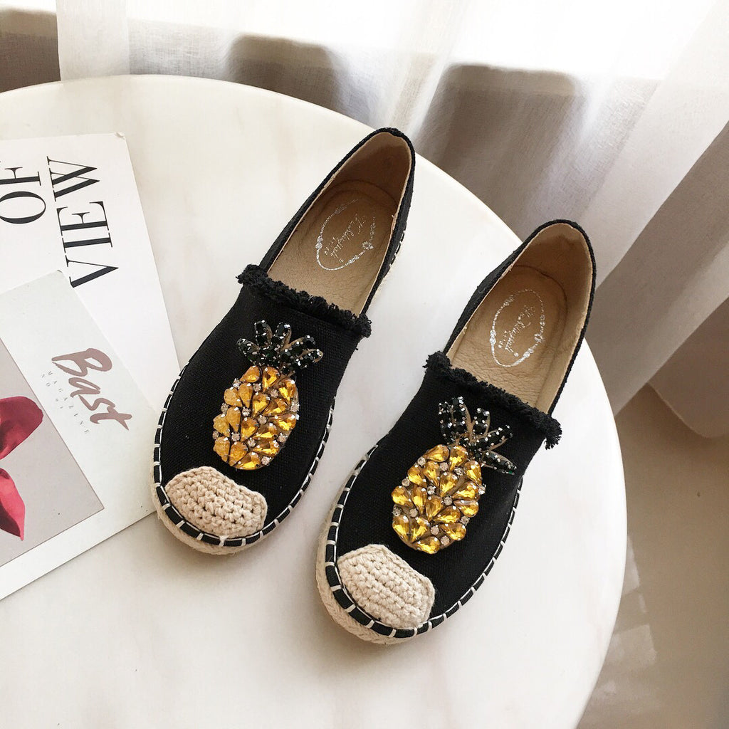 Veloura's Pineapple Rhinestone Flats