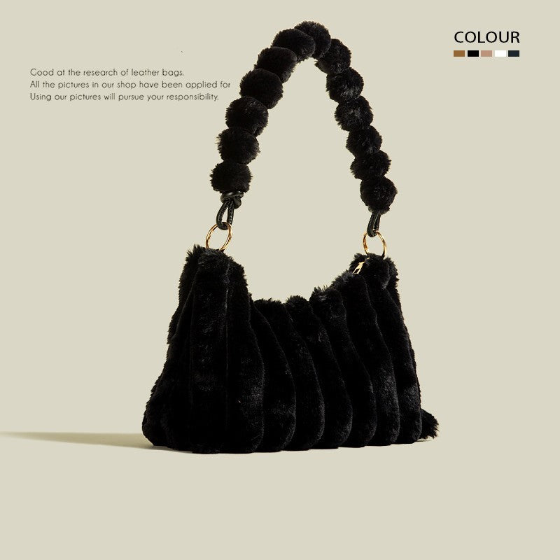 Veloura High-grade Plush Underarm Bag Women's Large Capacity Shoulder