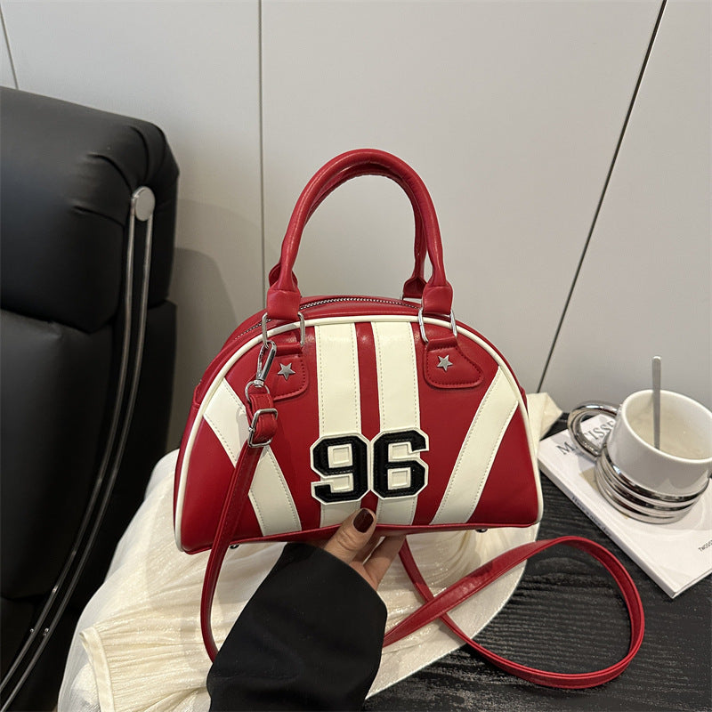 Veloura Colorful Stripe Contrast Single Shoulder Bag Stylish Commuter Handbag Crossbody Bag