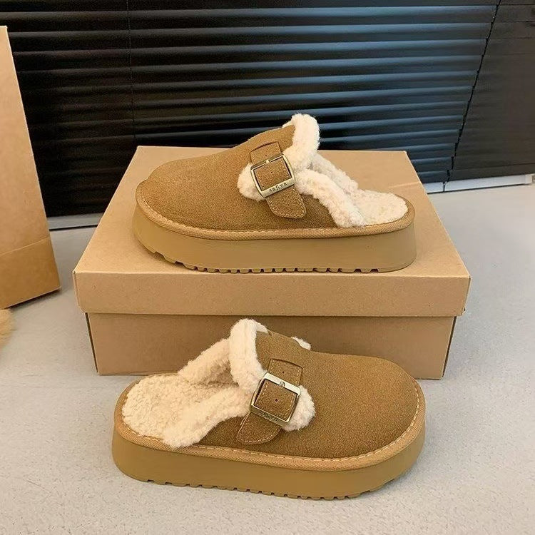 Veloura's Retro Thick-soled Furry Flat Slippers For Women