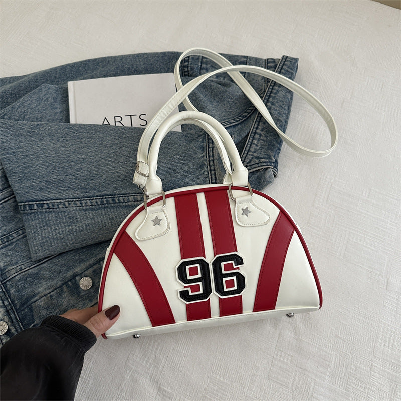 Veloura Colorful Stripe Contrast Single Shoulder Bag Stylish Commuter Handbag Crossbody Bag