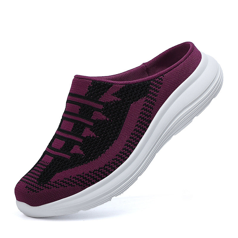 Women's Semi-slippers With Flat-bottomed Non-heeled Lazy Shoes - Veloura