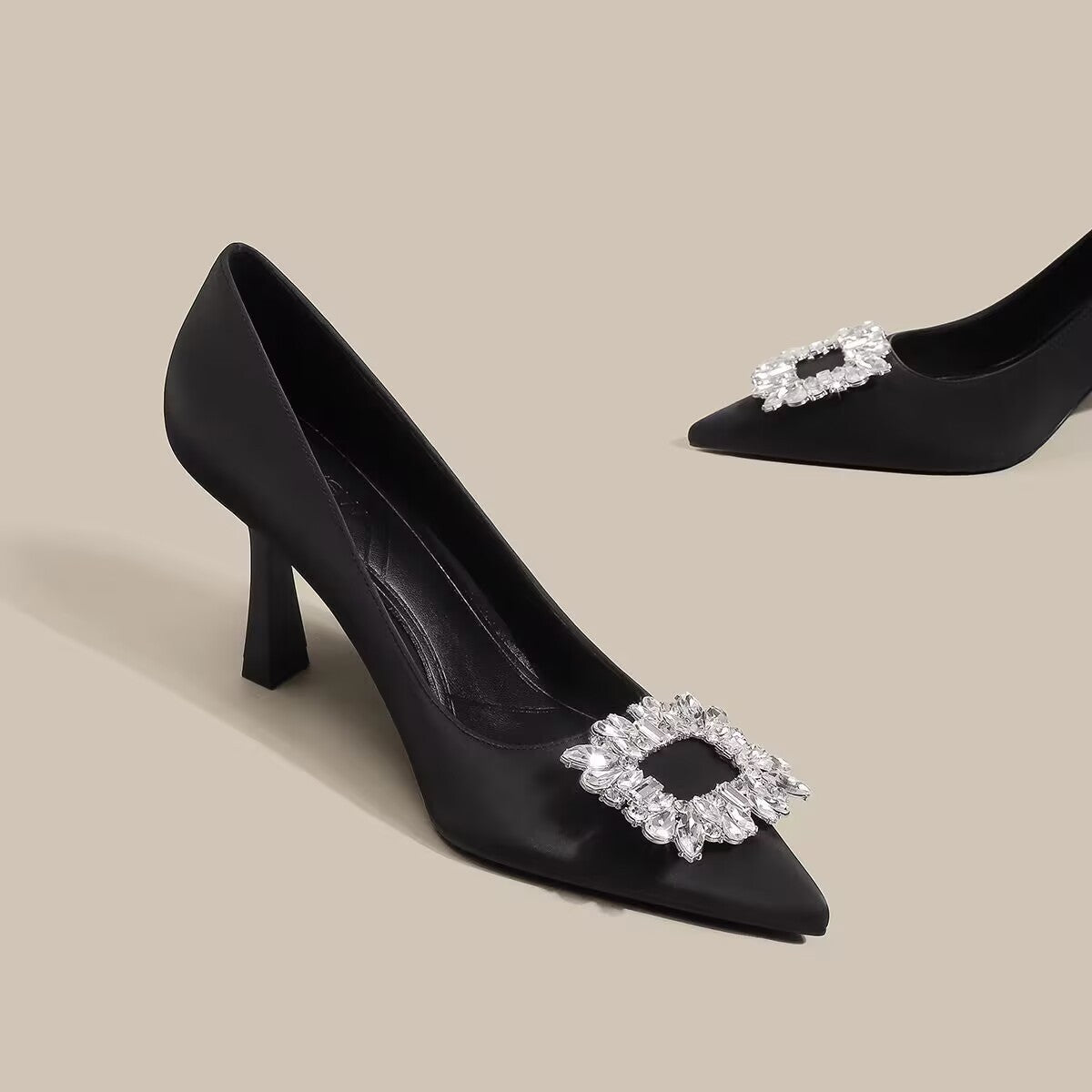 Veloura's French Pointed High Heels Women Temperament Bride Thin Solid Color