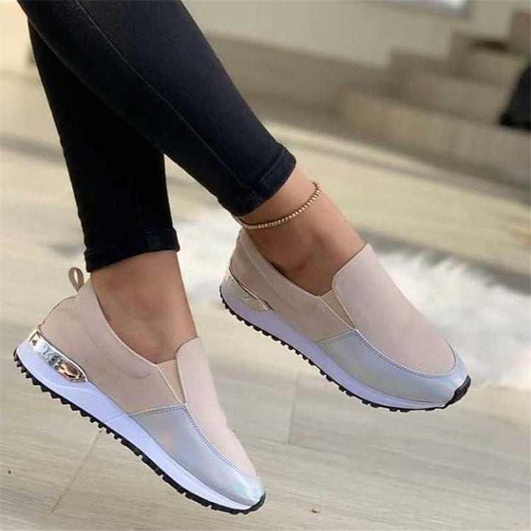 Ladies Low Top Round Toe Colorblock Plus Size Sneakers