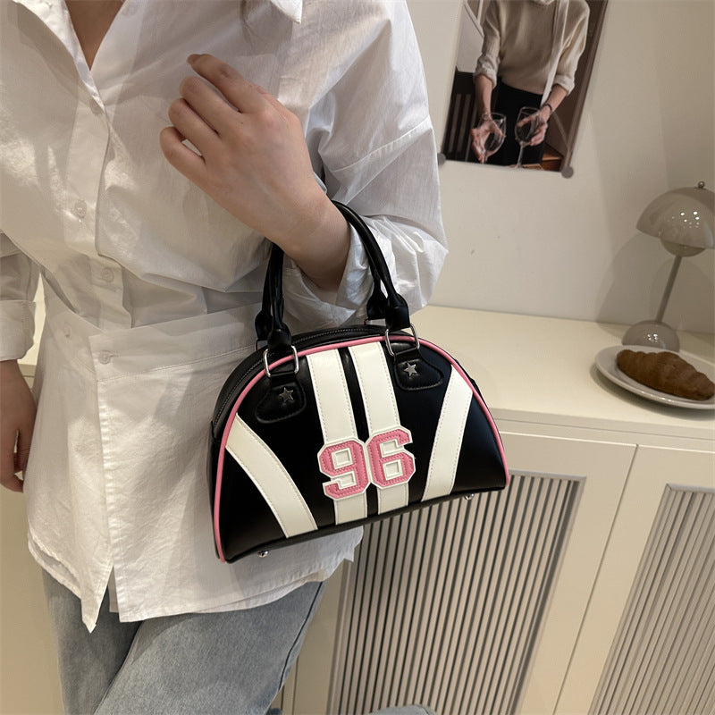 Veloura Colorful Stripe Contrast Single Shoulder Bag Stylish Commuter Handbag Crossbody Bag