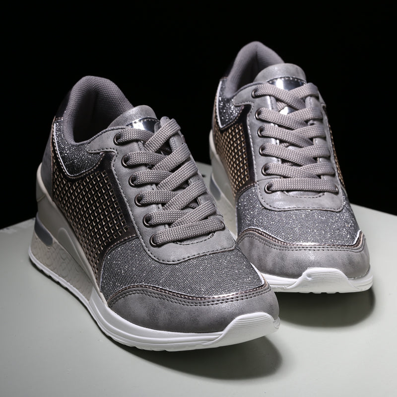 Veloura's Women Lace-up Sneakers Height Increasing 6.5cm Flats Walking Shoes