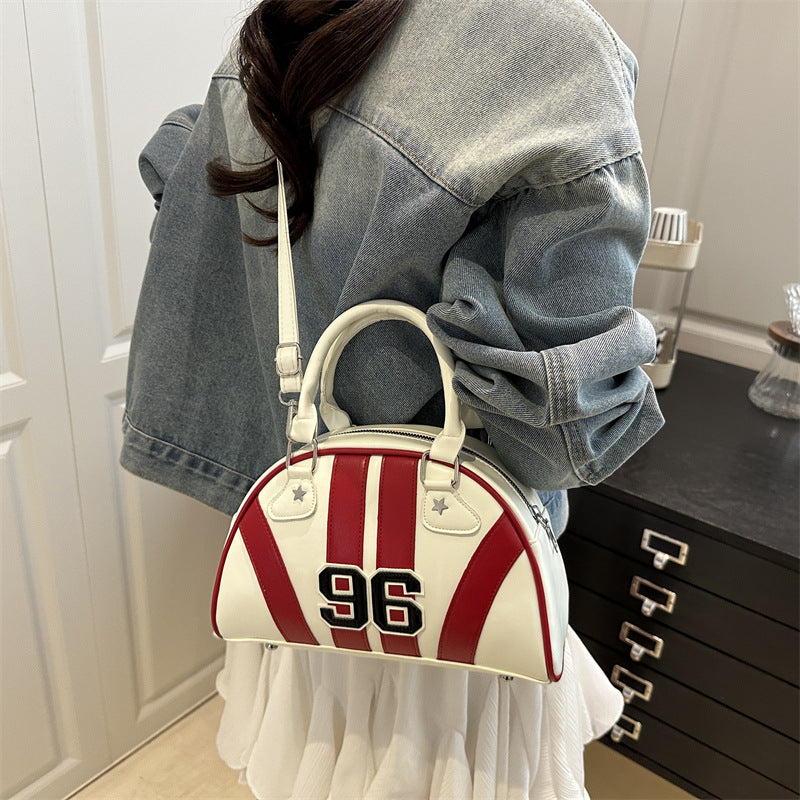 Veloura Colorful Stripe Contrast Single Shoulder Bag Stylish Commuter Handbag Crossbody Bag