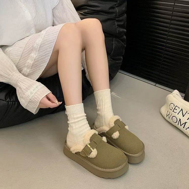 Veloura's Retro Thick-soled Furry Flat Slippers For Women