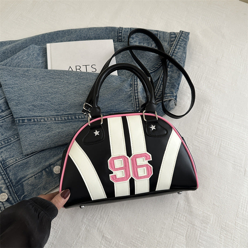 Veloura Colorful Stripe Contrast Single Shoulder Bag Stylish Commuter Handbag Crossbody Bag