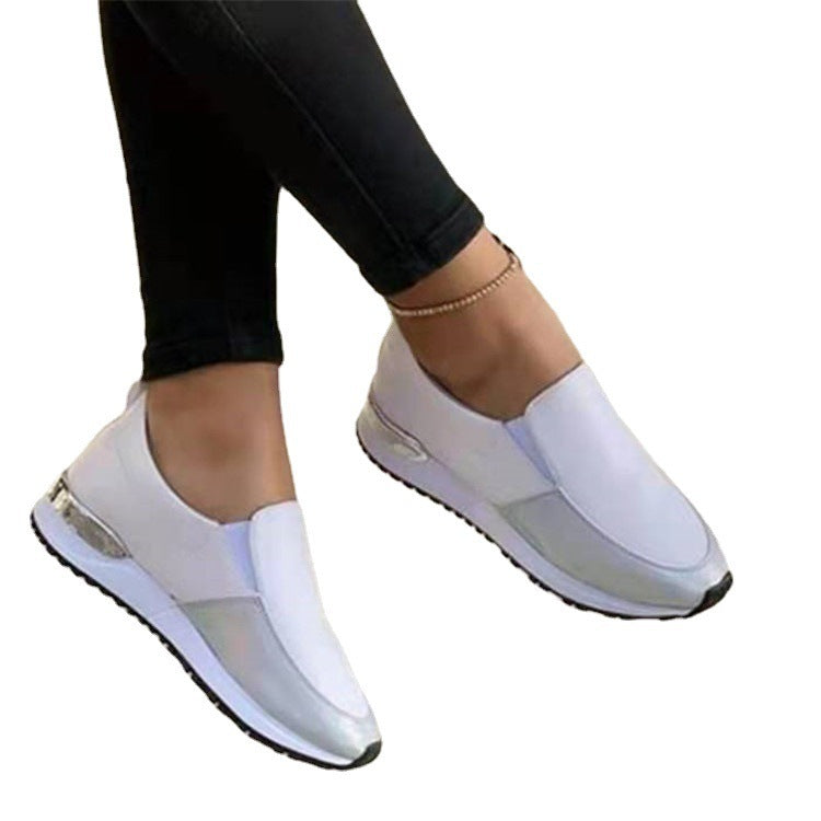Ladies Low Top Round Toe Colorblock Plus Size Sneakers