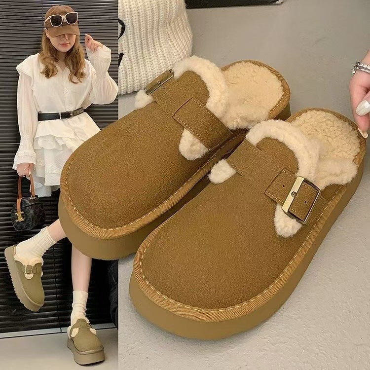 Veloura's Retro Thick-soled Furry Flat Slippers For Women